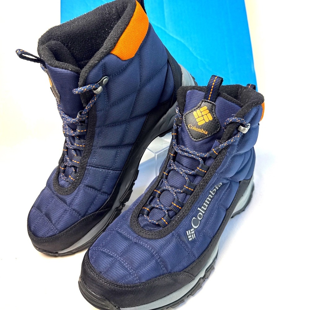 Columbia Mens Firecamp Boot Waterproof Navy Orange Hiking Winter BM1766-464 9.5